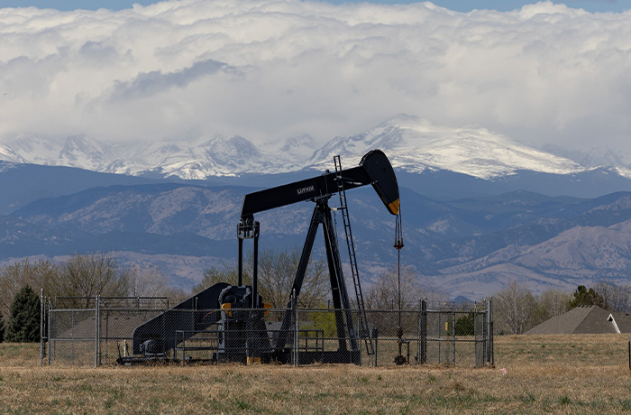A pumpjack is seen in Weld County, Firestone, Colorado on April 2. (Graeme Jennings/Washington Examiner)
