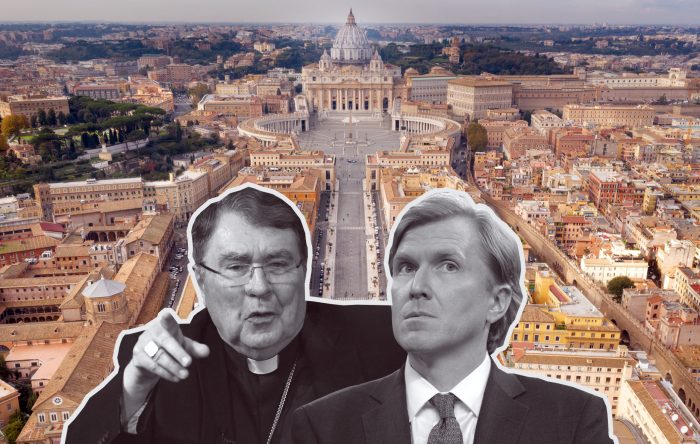 Under Secretary of War for Policy Elbridge Colby (right) reportedly lectured and threatened Cardinal Christophe Pierre (left)