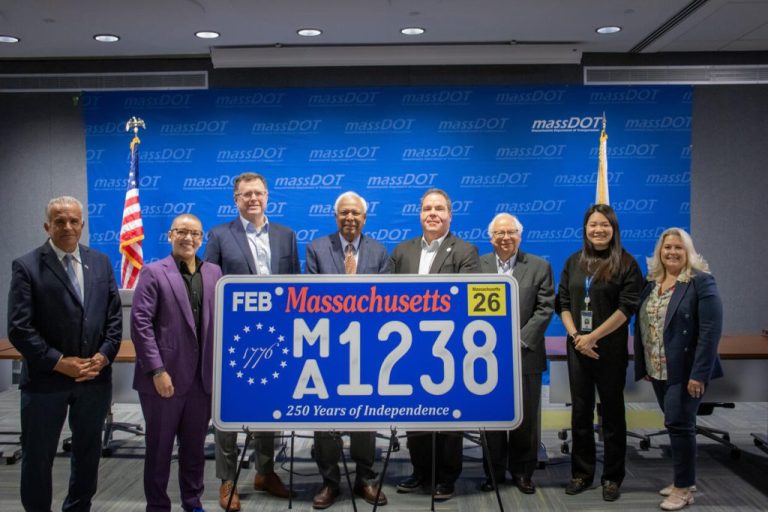 The plate features a blue background, with the year 
