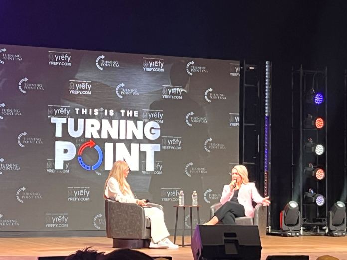 Turning Point USA CEO Erika Kirk and White House press secretary Karoline Leavitt.